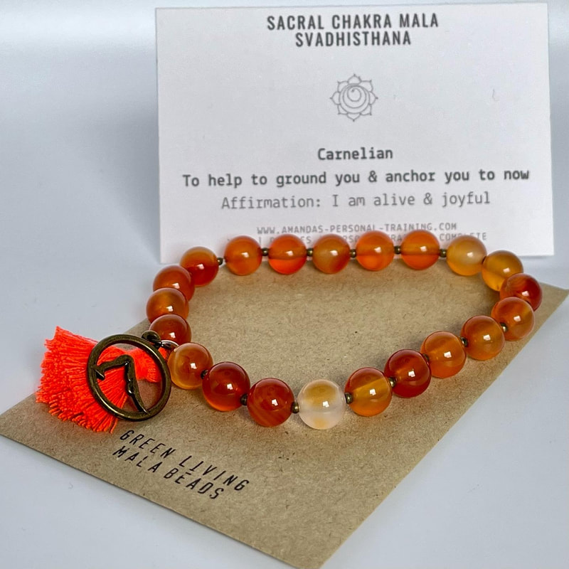 Sacral Chakra Mala beads / Carnelian power bracelet